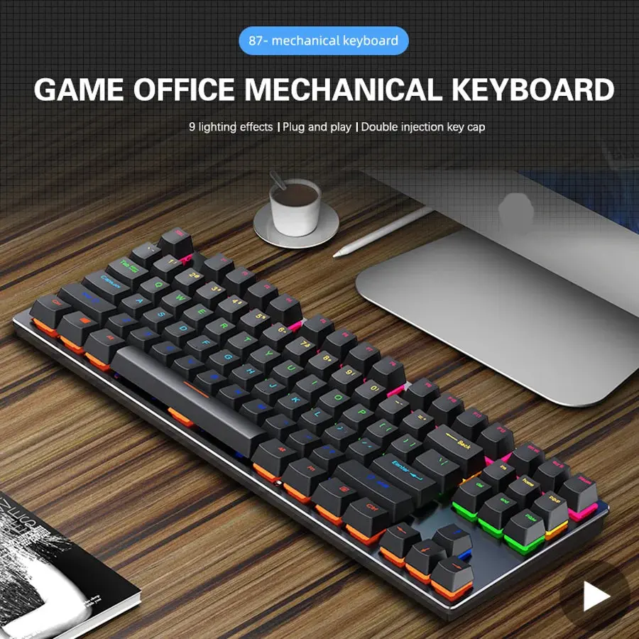 Backlit Gaming Mechanical Keyboard Gamer Mechanic Kit RGB Pc USB