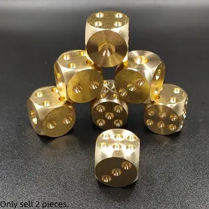 2 golden copper elegant solid brass dice | Exquisitely carved, Dnd Metal Dice, very suitable for table games, table games, high-quality metal crafts, bar owners and game lovers.
