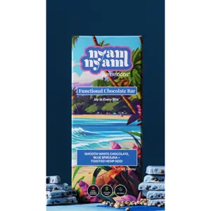 Smooth White Chocolate + Blue Spirulina + Toasted Hemp Seed - Functional Chocolate Bar Snack Protein