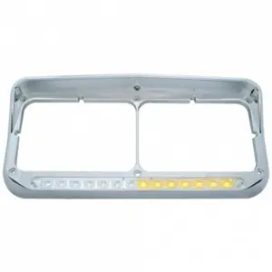 United Pacific – Rectangular Dual Headlight Bezel with Visor and LED Sequential Light Bar