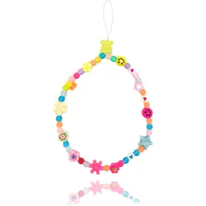 BlingKingdom Colourful Phone Accessories Charm String Beads Lanyard iPhone Wrist Strap Anti-Lost Phone Chain Smiley Face Evil Eye Flower Fruit Star Beaded Mobile Phone Charms Bracelet Phone Keychain