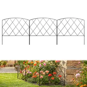 Arifaro Decorative Garden Fence 24 in H x 24 in W (5 Panels, Total Length 10 ft) Rustproof Metal No Dig Fencing Animal Barrier Fence, Outdoor Border for Dog, Yard, Patio, Flower, Bed