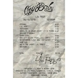 Lil Peep Crybaby Receipt Poster