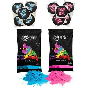 Gender Reveal Burnout Kit | 1 pound bags | Pink and Blue Color Powder with Team Stickers