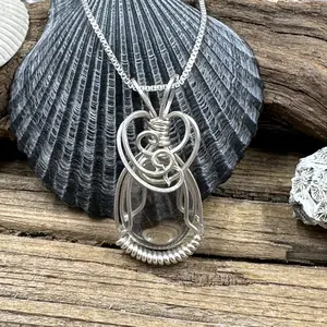 Cape May Diamond Sterling Silver Wire Wrapped Necklace