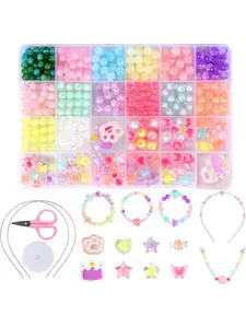 500pcs DIY Glass Beads Kit, 6-10mm Vibrant Candy Colors, Large Patterned Beads for Bracelets, Jewelry, Keychains, Craft Accessories, Jewelry Making Supplies