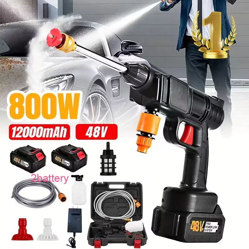 24V Brushless Dual-Motor System – Longer Life & Higher Efficiency | 10m High-Pressure Spray Reaches Roof of SUV & Van Car Wash Tool Car Washer Car Wash Jet Car Wash Kits