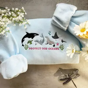 Protect Our Oceans Embroidered Sweatshirt, Respect Local Wildlife, Protect National Parks, Granola Girl Sweatshirt, Environmental Sweatshirt