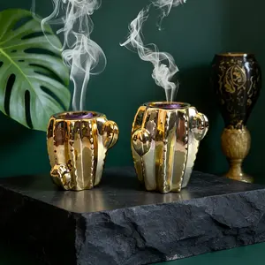 Cactus Shape Incense Burner, Simple Elegant Ceramic Art, Ideal for Meditation Yoga, Desktop Living Room Office Decor, Perfect Gift
