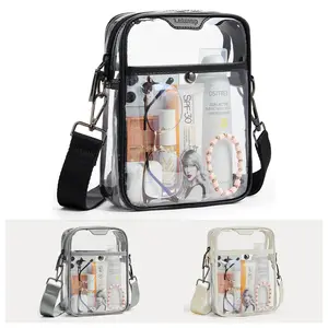 LATMAP Clear Bag for Stadium Approved, Crossbody Bags for Women Men, Crossbody Purse Transparent Shoulder Bag, Versatile Crossbody Bag for Travel Essentials Work Stadium Events Concerts, Gift for Her Mom Summervibes