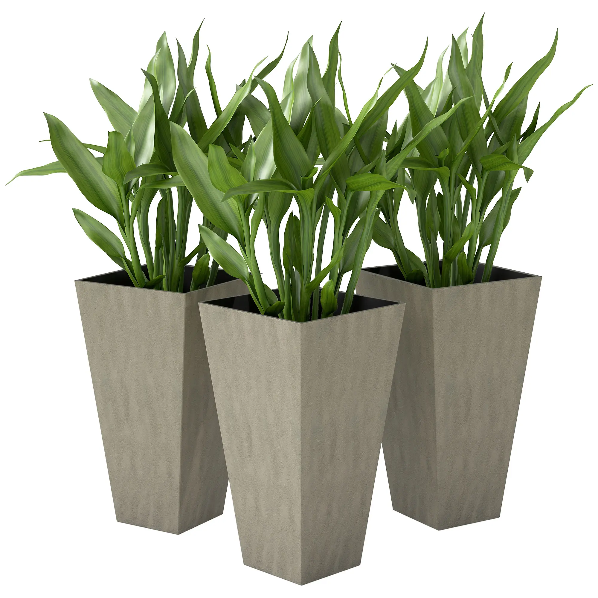 Tall Planters for Outdoor Plants Set of 3, 28 In Taper Planters with Drainage Holes, Indoor Grande Plant Pots, Front Porch Decor, Grey