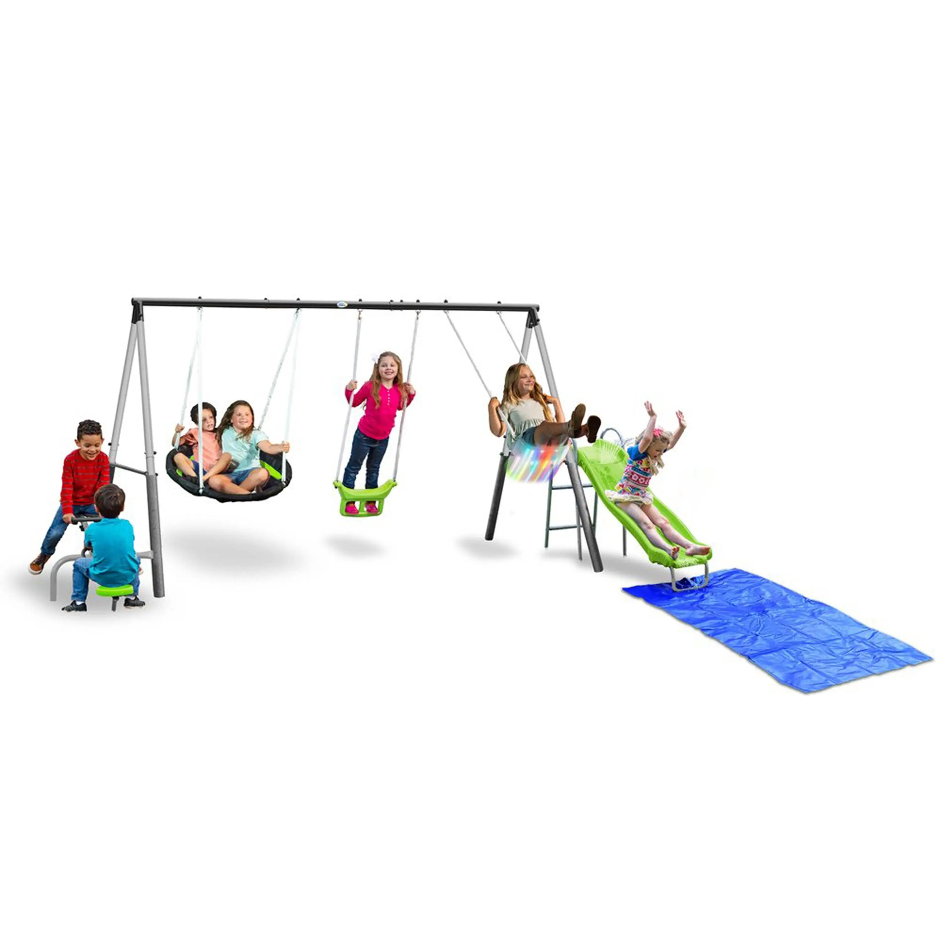 XDP Recreation Swingin' Free Playground Set with Water Slide, Super Disc Swing XDP Recreation Swingin' Free Playground Set with Water Slide, Super Disc Swing