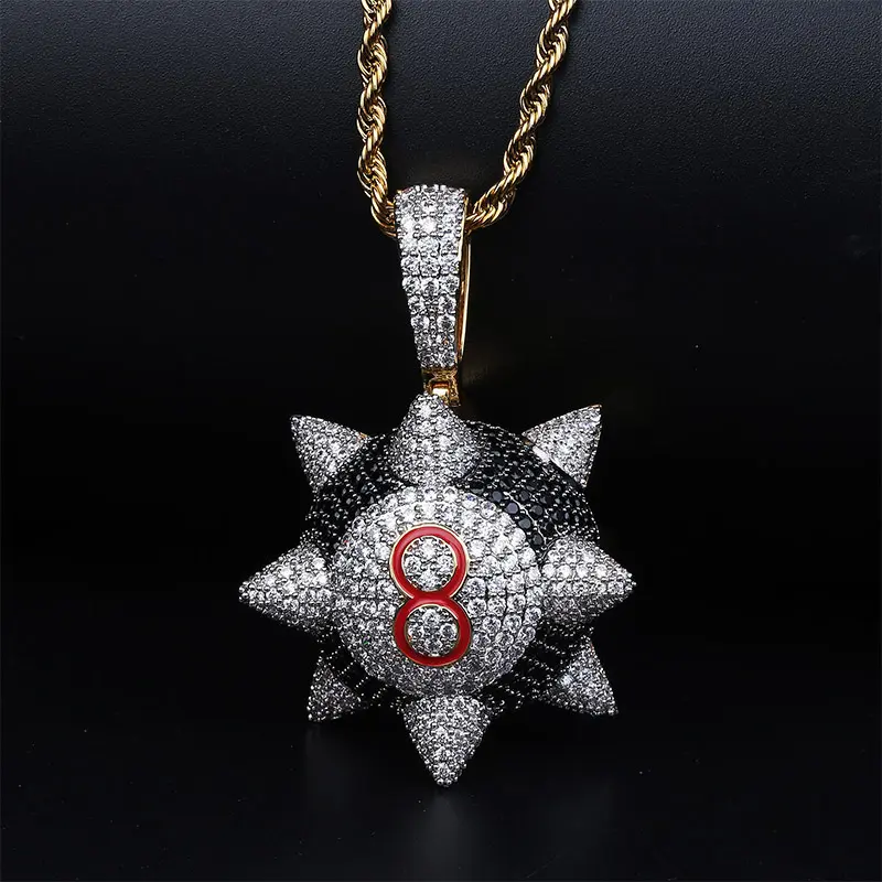 8‑Point Star Number 8 Pendant Bling Statement Charm for Hip‑Hop Streetwear Vibe