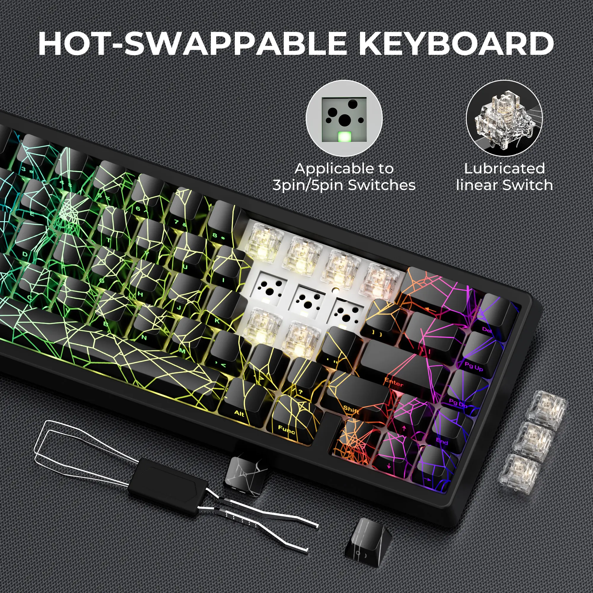 XVX M67 Jadestone Keyboard with Spider Web IMD-Tech Keycaps, QMK
