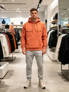 quarter zip movement pullover，multi-pocket hooded sweatshirt，Business and leisure styles， winter clothes zip hoodies men