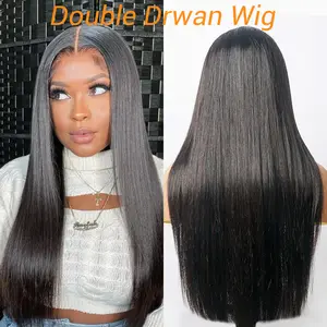 Amanda Hair 11A Double Drawn Long Silk Straight Hair Wigs 200% Density 13x6 Pre-Bleached Lace Frontal Brazilian Virgin Human Hair Wig