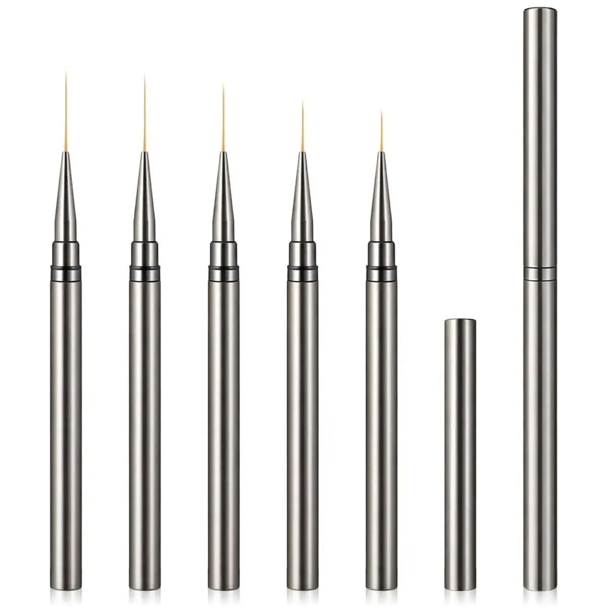 5 Pcs Nail Art Liner Brushes Set, Fine Line Nail Art Brush, Thin Nails Brushes for Gel Nails Polish, Details Painting Brush with Metal Handles for Salon, Manicure