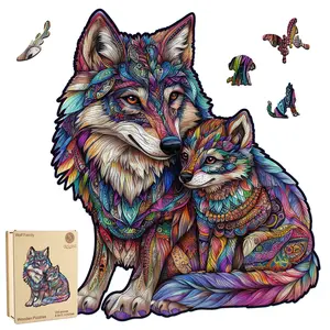 Delobil Premium Thick Puzzles for Adults with Puzzle Saver, Unique Adult Jigsaw Puzzles, Brain Teaser Family Game Gift, Leisure Time Fun Challenge & Stress Relief-Wolf Family-200pcs