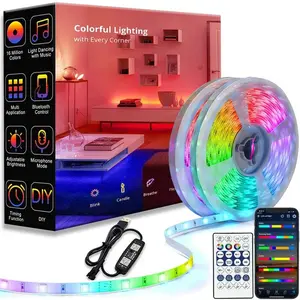 Addressable RGBIC LED Strip Lights with Bluetooth App Control - 16.4ft 5050 Individually Addressable, Music Sync, Works with WS2812b Dreamcolor, Flexible Tape Light for TV Backlight, Gaming Room, PC Case, Bedroom & Party Decor
