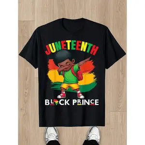 Trendy Cotton T Shirt Featuring Juneteenth Black Prince Dabbing Little Black Boy Afro Boy Girl Designs Stylish Street Style Casual Summer Tee for Kids