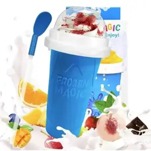 330ml frozen magic smoothie making cup, home summer shake squeeze cup that turns into an ice with a single squeeze, reusable, quick freezing, comes straw and spoon, fun kitchen gadget for or travel display tray cabinet adjustable strap stand tissue holder