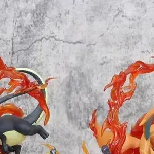 Large Fire Dragon 20CM GK Statue | Yellow Black Dinosaur Figure | Spray Fire Scene Model | Premium Desktop Ornament | Boxed Collectible Toy & Holiday Gift for Game Fans