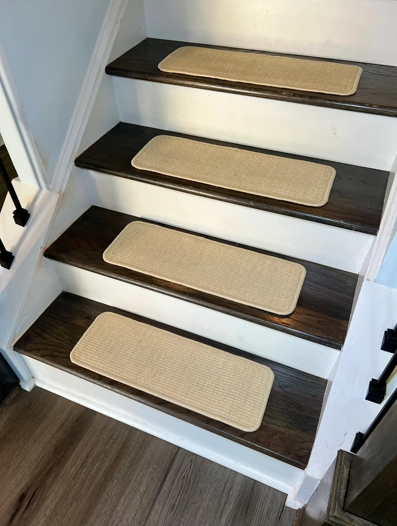 Natural Fiber Sisal Peel and Stick Carpet Stair Treads - Set of 15 23 Inches by 8 Inches Each Stripe Design Non-Skid Felt Backing for Safety and Style