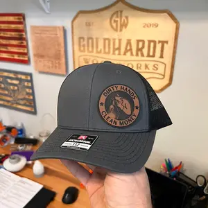 Leatherette Patch Dirty Work Clean Money Welding Hat Accessory
