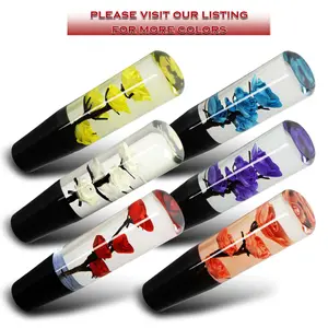 Stay Tuned Performance VIP 20CM JDM Clear Real Flowers Manual Gear Stick Shift Knob Lever Shifter - Universal Fit, Laser-Cut Acrylic Plastic, M12 x 1.25 Thread Size