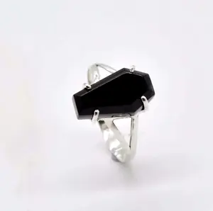 Creative Coffin Design Black Synthetic Zirconium Vintage Style Ring (Size 6-10)