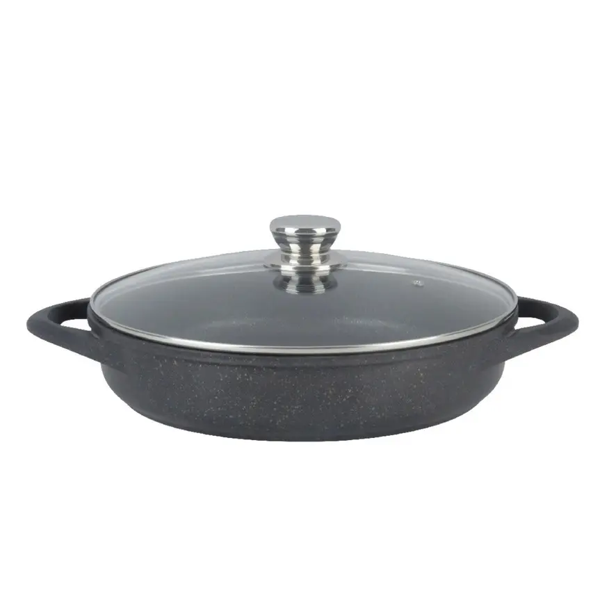 Neware Cast Aluminum Marble Heavy Gauge Low Pot 5Qt / Neware Olla baja de calibre pesado de mármol de aluminio fundido 5Qt Cookware Lid