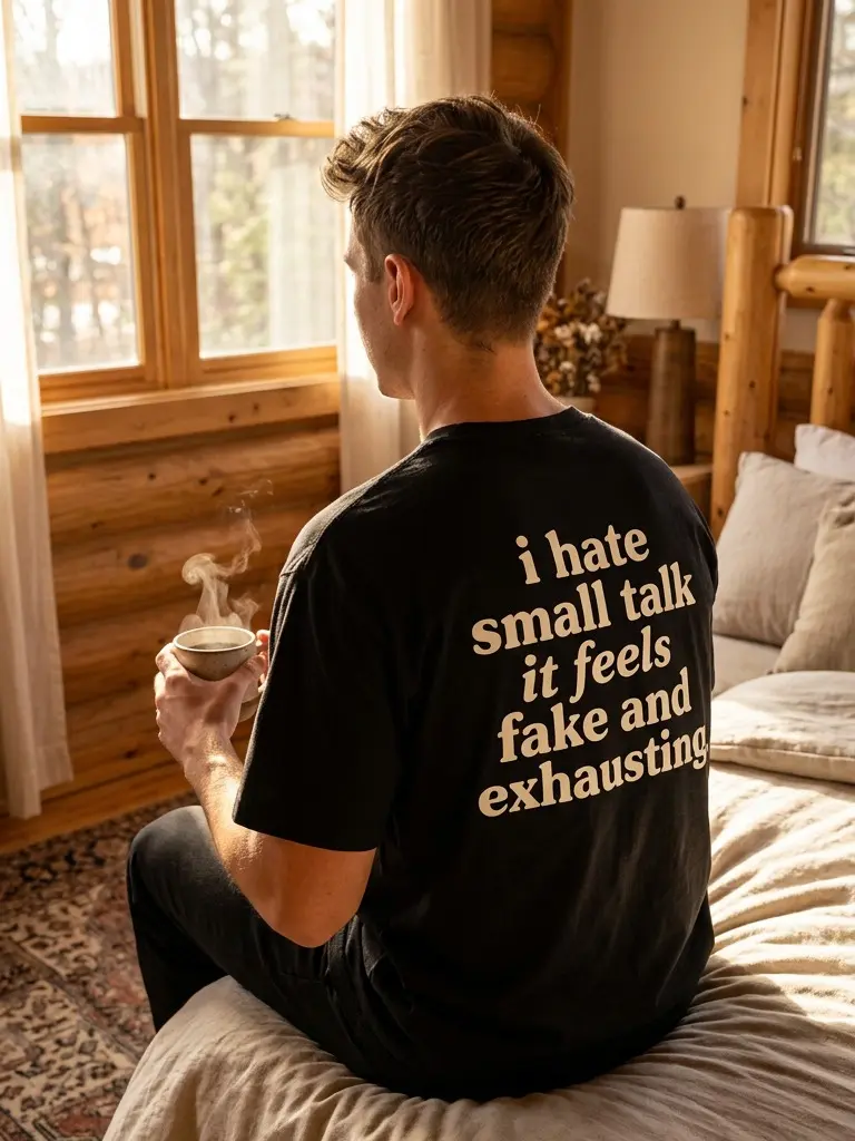 Men's I Hate Small Talk It Feels Fake And Exhausting Back Tee