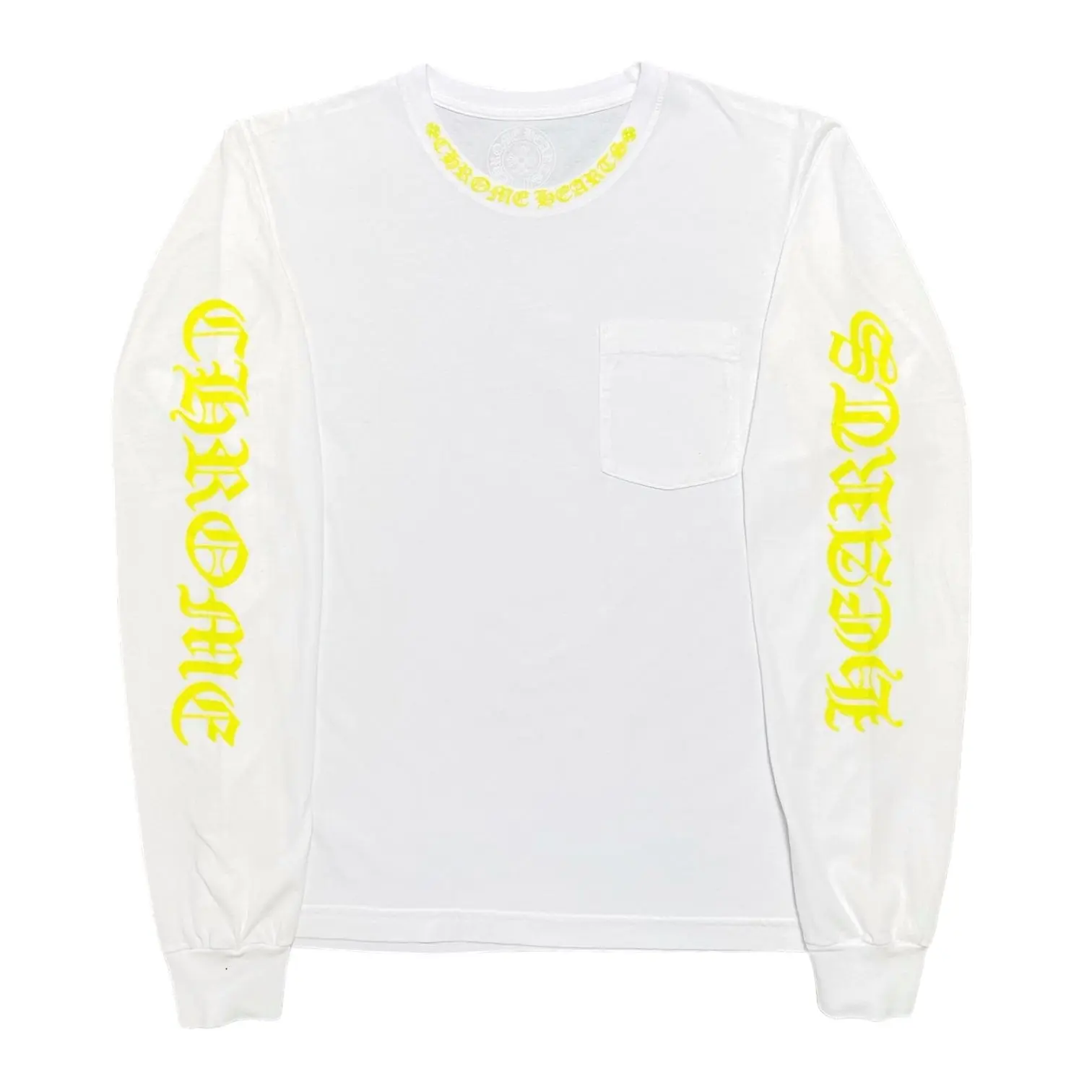 Chrome Hearts Neck Logo Long Sleeve Tee Shirt White Neon Green