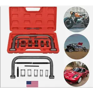 Car Motorcycle Valve Spring Compressor Tool Set, 5 Sizes Pusher Collets with 70/90mm Thread Posts, Heavy Duty Engine Spring Compressor Kit with Hard Storage Carry Case