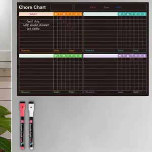 Magnetic Dry Erase Chore Chart Blackboard for Fridge - Multi-Person Behavior Whiteboard Planner - 16.5x11.8 Inch Fridge Magnet - Family Responsibility Tracker with 2 Markers & Eraser - Reusable Weekly Planner for Daily Tasks & Rewards