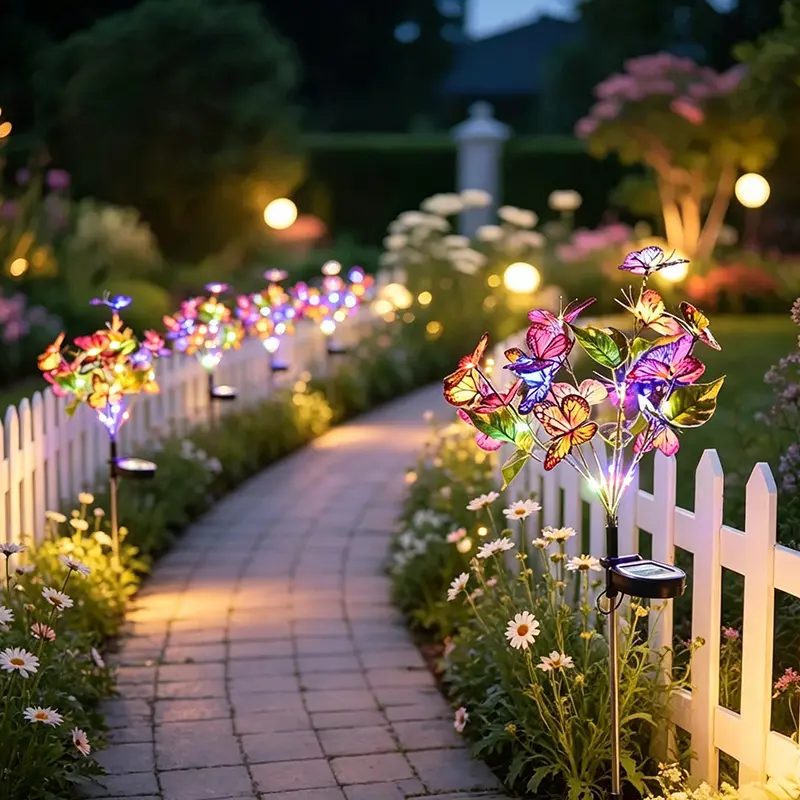 Solar Butterfly Garden Decorative Lights, 2/4/6 Pack Outdoor Waterproof LED Garden Stake  Lights, Colorful Solar Pathway Lights for Yard, Lawn, Patio, Walkway, Landscape Decor, Garden Gifts,a perfect mother's day gift,Festive Decorations