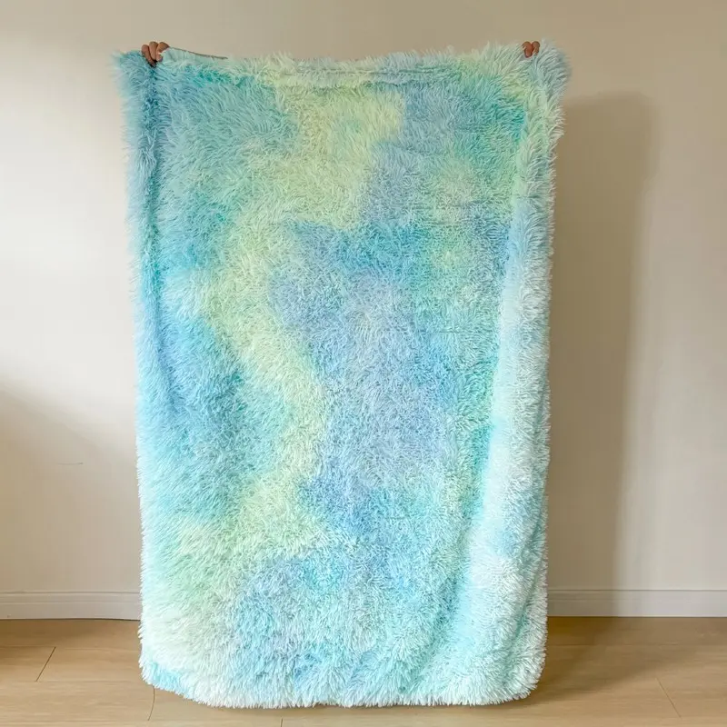 1pc PV fleece bed blanket in a vibrant rainbow design; breathable in summer and warm in winter, this soft, foldable and machine-washable blanket is perfect for a variety of settings—bedrooms, living rooms and sofas—adding a touch of style to your home.