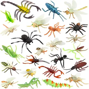 Insect Toy Figures for Kids - 24pcs, 2-4' Fake Bugs - Spiders, Cockroaches, Scorpions, Crickets, Lady Bugs, Mantis & Worms for Education & Party Favors