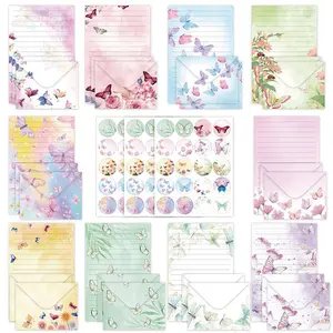20pcs Butterfly Stationery Set, Creative Artistic Birthday Gift Invitation Envelope Set, Postal Supplies, Includes 10 Papers + 10 Envelopes (randomly Sent Stickers)