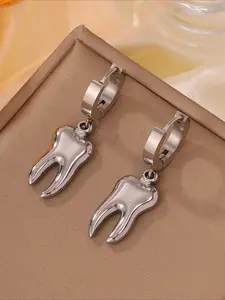 2pcs stylish and elegant stainless steel tooth shaped earrings, suitable for dates, parties, gatherings, and daily commuting, are the perfect gift to showcase your unique style