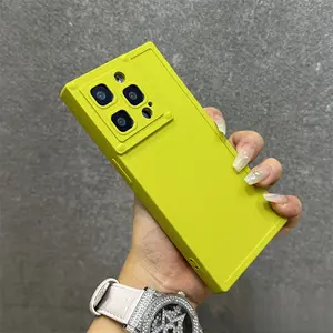 Edgy & Elegant Geometric Case for IP11-15 Pro Max Square Cut-Outs Straight Edges Shockproof Protective Casing in Rose Red Silicone Material