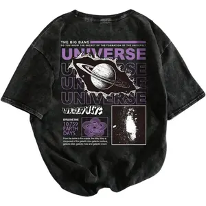 VIPWOLF Men's Streetwear Graphic Tee Shirts Y2K Short Sleeve Oversized Crew Neck Summer T-Shirt