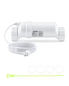 VEVOR Salt Water Chlorinator System, Pool Chlorination Cell Fits for Hayward W3T-Cell-15 (T15), Pool Cell Salt Water System for In-Ground Swimming Pools up to 40,000 Gallons, 15 ft Power Line, White