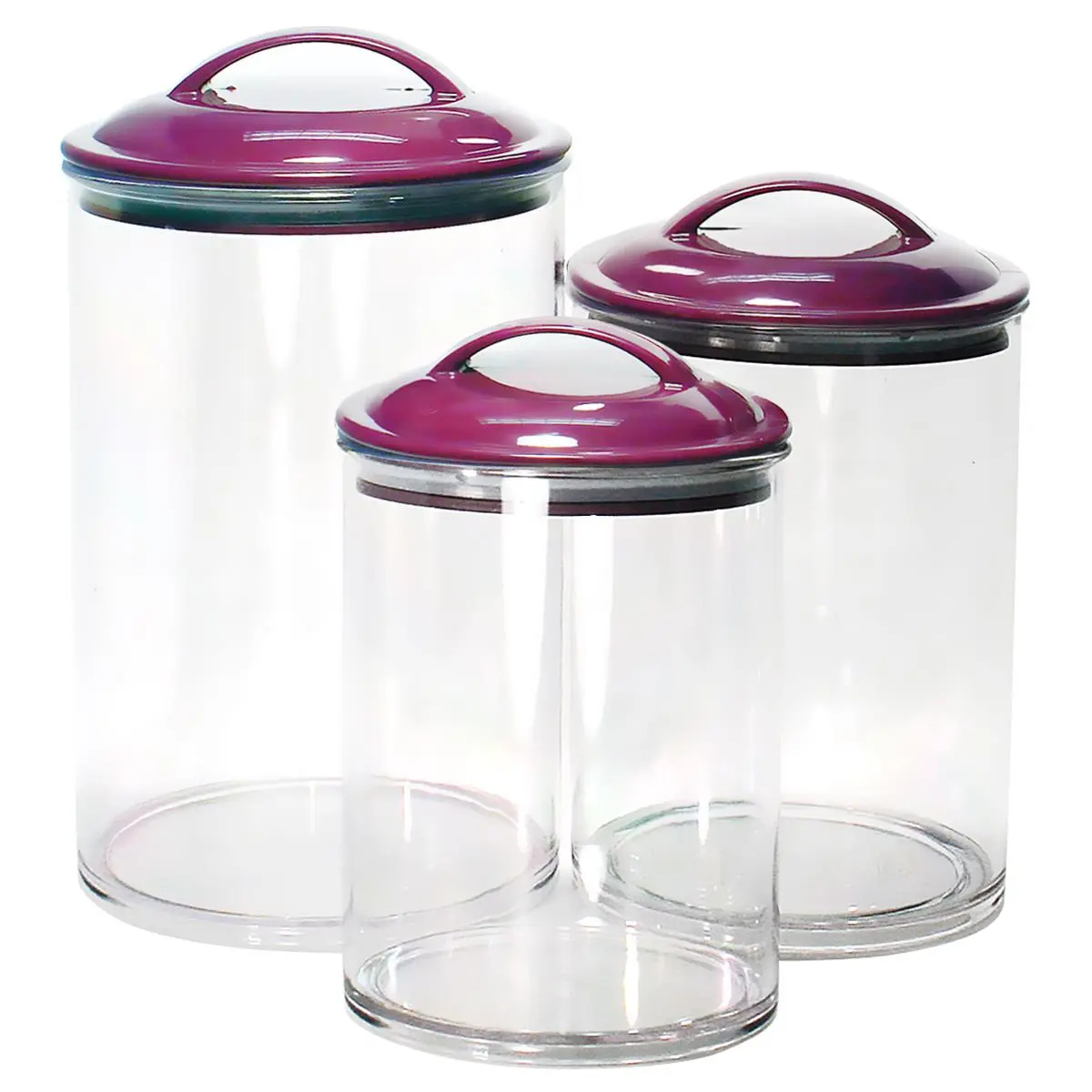 Reston Lloyd 6pc Acrylic Canister Set, Plum Home Organiser Storage Bottles & Jars