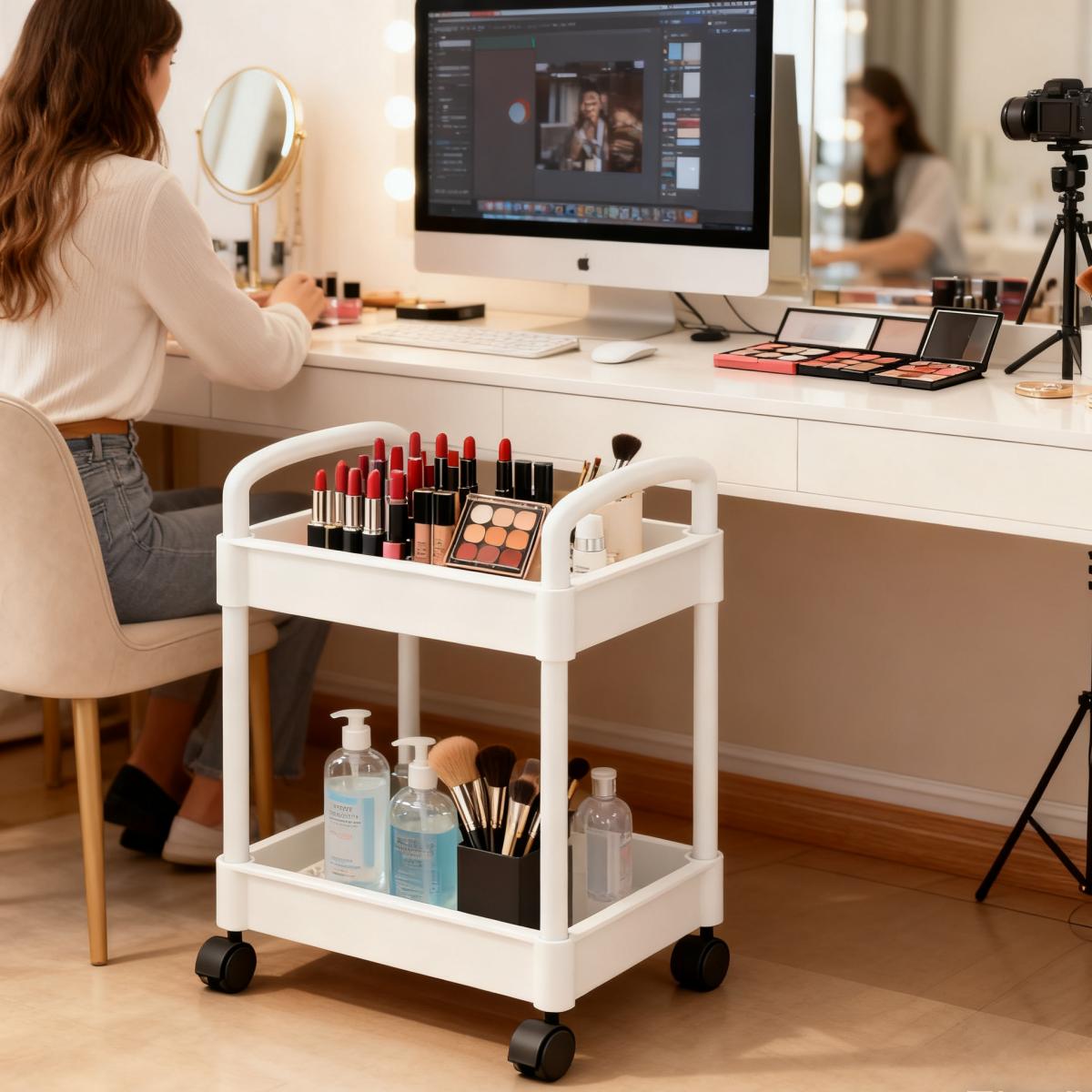 3Tier Rolling Storage Cart, Kitchen Storage, Mobile Organizer with Wheels for Living Room, Utility Cart, Book Cart, Rolly Cart, Storage Cabinet, Kitchen Organizers and Storage