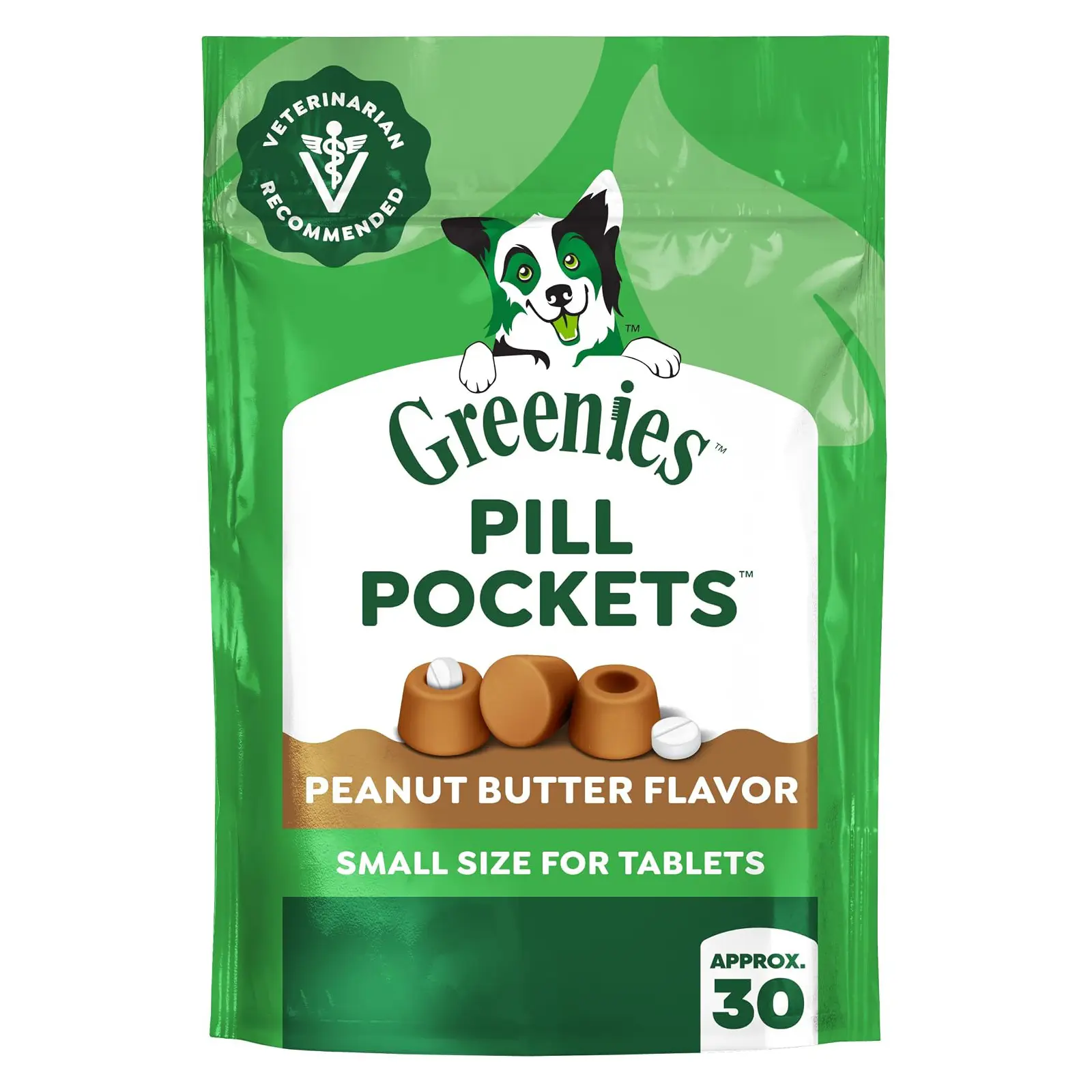 Greenies Pill Pockets Small Size Dog Treats, Peanut Butter, 3.2 oz Vet-recommended, tablet size, masks medicine smell & taste, low calorie, stress- & mess-free, 3.2 oz. Pouch