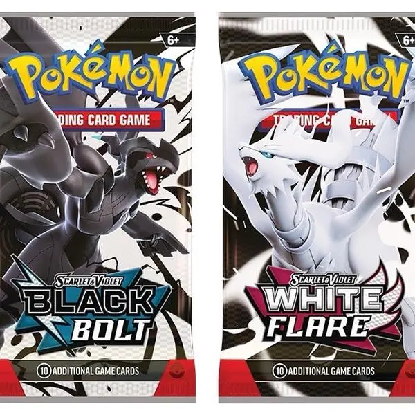 Pokémon TCG Scarlet/Violet Black Bolt & White Flare Sealed Booster Packs - Non-Sports Trading Card Collectibles Set with 10 Extra Collectible Cards, 10 Random Pulls, Black Bolt Pack
