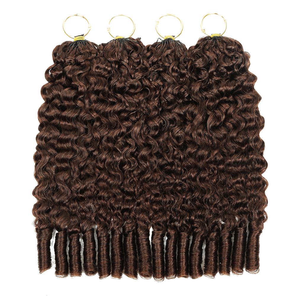 New #4 Chocolate Brown / Natural Color Burmese Curly  Feather Crochet Human Hair Extensions Pre-Separated Human Hair 50g/Pack