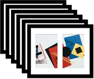 4x6 Picture Frame Collage Set of 6, Display 2 4x6 Picture Collage or 8x10 Photo Only Without Mat, Light Weight and High Transparent Frame for Wall - 6 Pack/Black/2-Openings