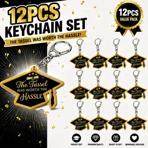 12Pcs 2026 Graduation Keychains - Acrylic Charm Keychains with Metal Clasp, Scratch-Proof Quote Motif Grad Cap Keychains, Graduation Gifts for College Students Party Favors
